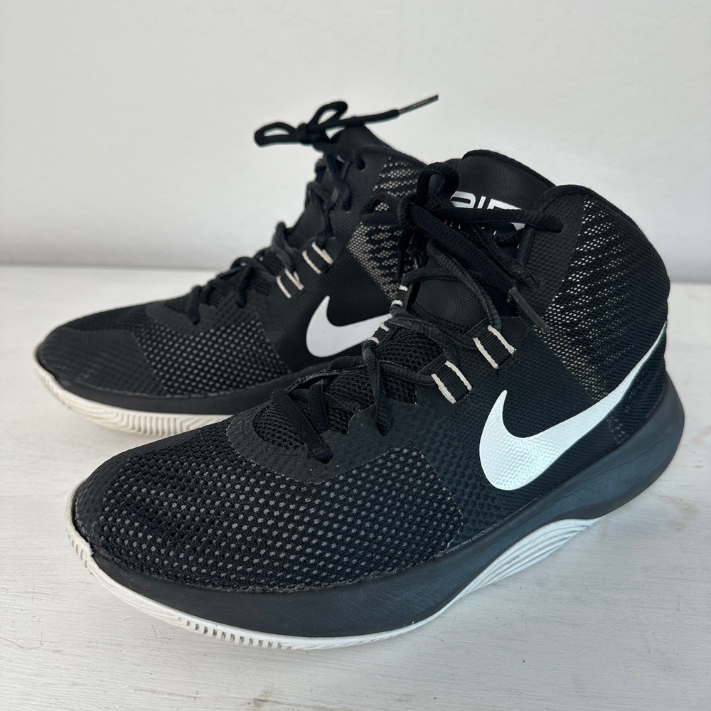 Nike Air Precision Mens 9 Black White Basketball Sneakers 898475-001 High Top
